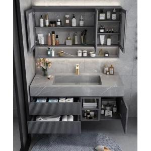 Double Bathroom Vanity Sink Cabinet Solid Wood Furniture Modern Style