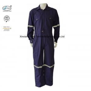 Cotton Dark Purple Fire Resistant Coveralls With Reflective Tape Safety Clothing