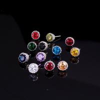 Women Fashion CZ Bling Iced Cubic Zirconia Silver Jewelry Gold Plated CZ Round shape Stud Earrings jewelry set