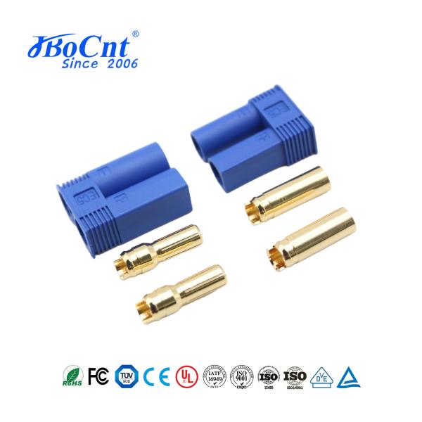 男性と女性 金色バナナプラグ 5mm 弾丸コネクタ EC5 青いハウジング