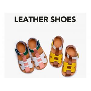 China Velcro Genuine Leather Toddler Sandals US 6-12.5 Wear Resistant Rubber Outsole supplier