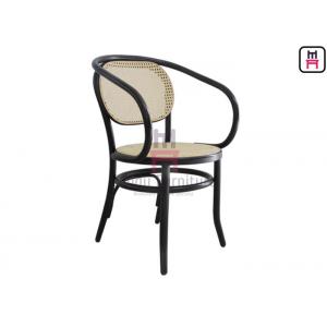 China Natural Rattan Dining Chairs Black Benchwood Armrest Cane Dining Chair supplier