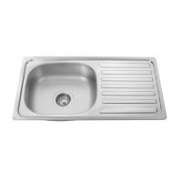 China Satin Drop In Single Kitchen Sink With Drainboard 0.6mm 0.8mm on sale