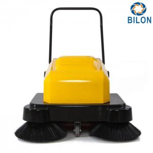 Yellow 120W Walk Behind Power Sweeper  /  Hand Push Floor Sweeper