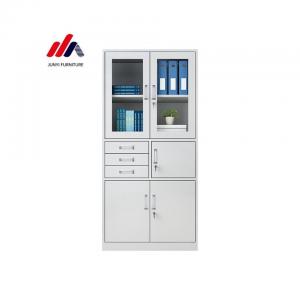 Easy Assembling Office Cabinets with Locks and Glass Doors Heavy Duty Metal Construction