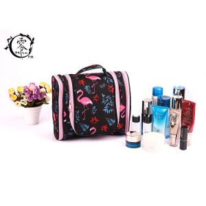 China Large Size Portable Makeup Bag , Waterproof Canvas Travel Pink Crane Lady Cosmetic Bag supplier