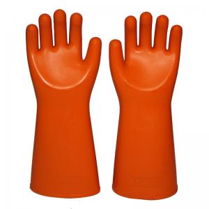 China Straight Cuff Rubber Latex 35KV Insulating Electric Gloves supplier