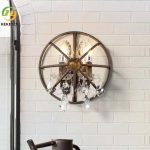 Industrial Retro Iron Crystal Bird Cage Wall Light Double Head Bar Restaurant Cafe Loft Wall Light