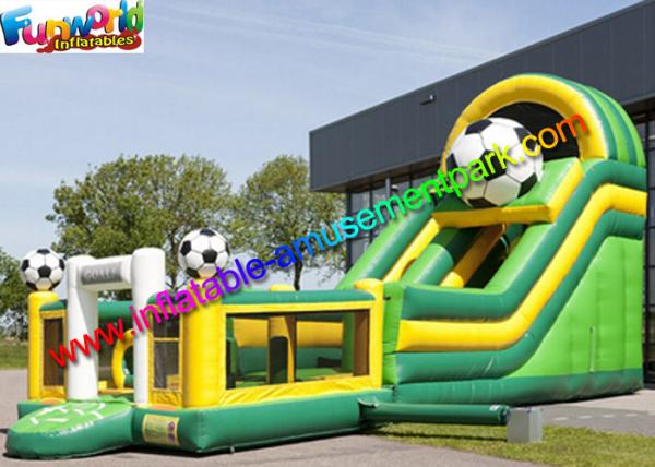 Commercial Soccer Inflatable Slide With Football Bouncing Castle