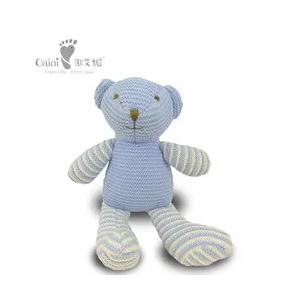 high quality stuffed Blue Knitted Stripe Bear soft lovely plush teddy bear toys for baby and kids