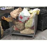 China Heavy Duty Wire Mesh Pallet Cages Galvanized Cold Drawn Steel Foldable Basket on sale