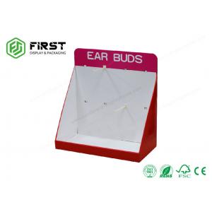 China Recyclable Paper Handmade Logo Printed Cardboard Counter Display Stand With Hooks For Promotion supplier