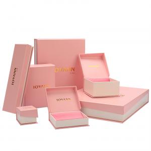 Pink Jewellery Packaging Boxes / Custom Cardboard Boxes For Crystal Packing