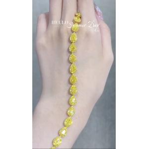 Pear Cut Yellow Diamond Tennis Bracelet VS Clarity T13.68ct 18k White Gold Ring