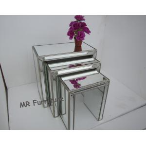 China Interior Mirrored Glass Side Table , Living Room Silver Mirror Side Table wholesale