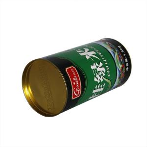 China Environmental Green Cardboard Paper Composite Cans with Golden Movable Tin Lid for Rice , Tea , Dried Food supplier