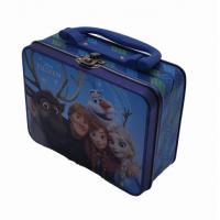 China Disney Tin Lunch Box Customized Size With Handle Cookie Biscuit Tin Packaging on sale