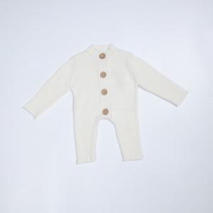 Unisex Baby Knit Rompers Long Sleeve One Piece Button Down Sweater Jumpsuit Playsuit 100% Cotton Homewear Sleepwear