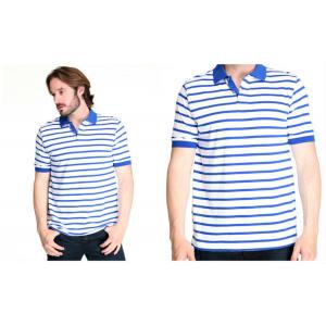 customized 100% cotton mens polo shirt with white and blue stripes