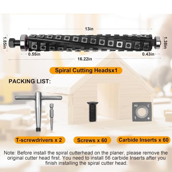 China 12-1/2 Inch Spiral Helical Cutterhead For DeWalt DW733 DW734 Planer Modern Design Professional Woodworking Tools Alloy Tipped Knifes Helical Spiral Cutter Head wholesale
