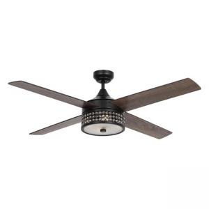 Modern Solid Wood Iron Dimmable LED Ceiling Fan 40W For Living Room Bedroom