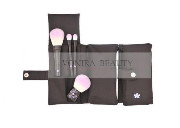 Girlish 4PCS Travel Makeup Brush Set Purple Hair For Daily Looks