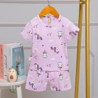 China Purple Children's Shorts And T Shirt Pajamas / Silk Nightwear Set fashion For Home on sale
