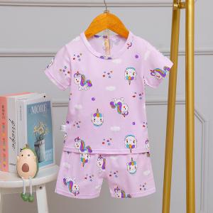 Purple Children's Shorts And T Shirt Pajamas / Silk Nightwear Set fashion For Home