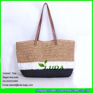 LUDA Striped Beach Bags Crochet Paper Straw Bags