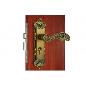 China Antique Yellow Bronze Mortise Locksets With Lever Handle Mortise Lock Body supplier