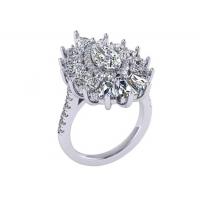 China 1.5ct 49pcs Classic Halo Diamond Engagement Ring White Gold Color Plated ODM on sale