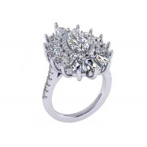 1.5ct 49pcs Classic Halo Diamond Engagement Ring White Gold Color Plated ODM