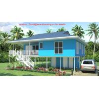 China Fireproof Two-Story Prefab Beach Bungalow , Blue Home Beach Bungalows Wooden Bungalow on sale