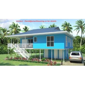 China Fireproof Two-Story Prefab Beach Bungalow , Blue Home Beach Bungalows Wooden Bungalow supplier
