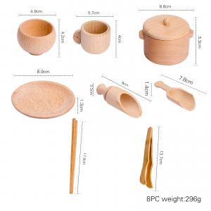 Tableware 8.9cm Wooden Miniature Kitchen Set Wooden Cooking Set Toy