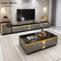 Stainless Steel Luxury Gold Coffee Square Table 40cm Height Italian Marble Top