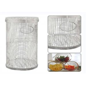 China Bbq Round 304 Stainless Steel Barbecue Mesh Tube Rolling Grilling Basket supplier