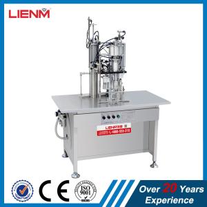 China Semi automatic air fresher, paint, snow, pu foam, body spray Aerosol Filling and Sealing Machine wholesale