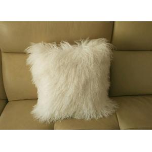 China Long Haired White Fluffy Cushion Covers Comfortable Soft With Tibetan Lamb Fur supplier