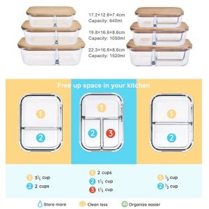 China 竹蓋付き仕切りガラス容器 - ホウケイ酸ガラス 電子レンジ対応 wholesale