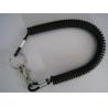 Plastic strong 4.0mm black coil tool lanyard with swivel snap hook and key ring