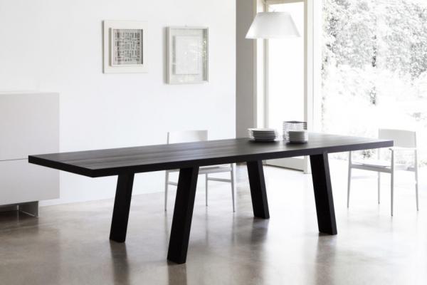 Solid Wooden Minimo Modern Dining Room Tables Rectangle Black Colors