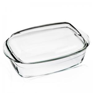 China High Borosilicate Glass Tableware Food Safe Pizza Glass Baking Pan supplier