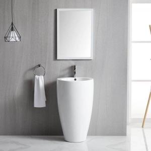 Ceramic Bathroom Sanitary Ware Pedestal Basin Cylindrical Freestanding Sink