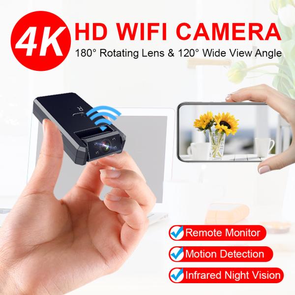 Cxfhgy  4K Mini Camera WiFi Smart Wireless Camcorder IP Hotspot HD Night Vision Video Micro Small Cam Motion Detection