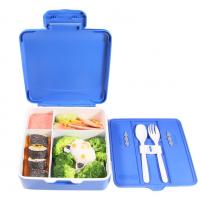 China Flip Top Handle Seal Plastic Bento Lunch Box Portable Leak-Proof Blue on sale