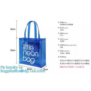 handle colorfull bag pvc zipper bag, Custom PVC Loop Handle Image Printed Plastic Shopping Bag, PVC handle plastic bags