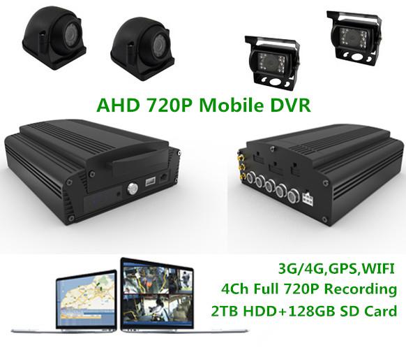 2TB HDD 3G/4G WIFI GPS G-sensor Analog High Definition DVR 4CH 720P Realtime