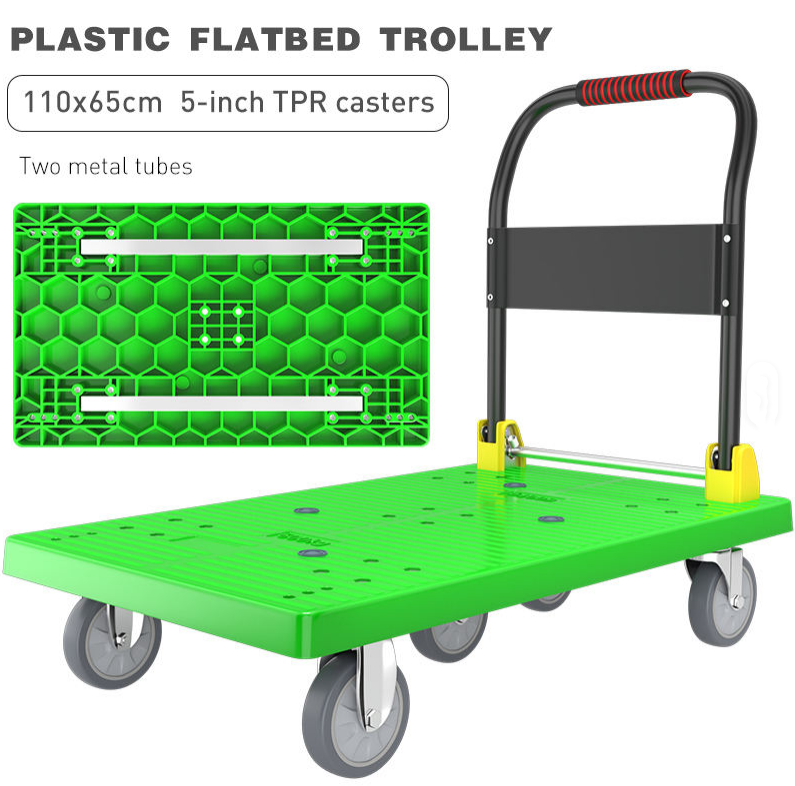 High Load Warehouse Transport Trolley 600kg  500KG Capacity Foldable Four Wheel Platform Customizable OEM Support