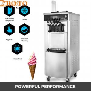 Auto Refrigerated Ice Cream Maker 3 Flavors 28L Capacity Each Hour Commercial Soft Ice Cream